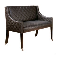 Georgian Host Chair Covered In Quilted Black Leather