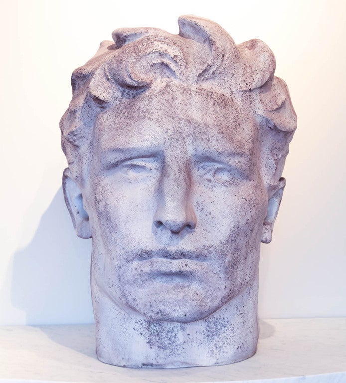 Decorative Fiberglass Head of a handsome heroic Youth in the Totalitarian Manner