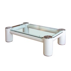 Impressive 1970s Lacquered Resin and Chrome Coffee Table