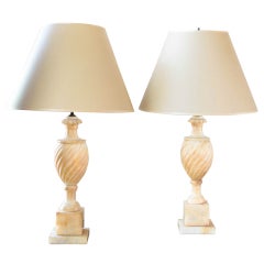 Attractive Pair of Vintage Alabaster Table Lamps