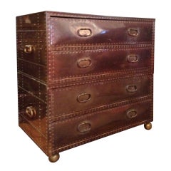 Chic Vintage Brass Clad Campaign Chest on Chest