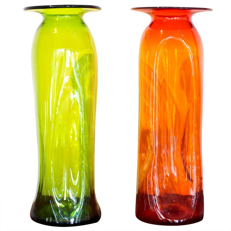 Two Large 1960s Blenko Vases by Joel Philip Myers