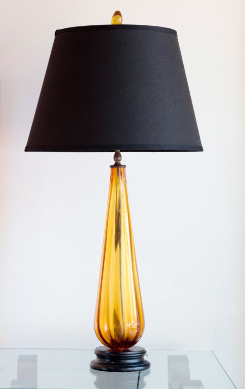 Italian Pair of Vintage Murano  Glass Teardrop Table Lamps