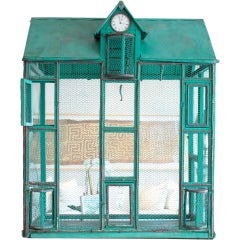 Charming Antique Painted Metal Birdcage