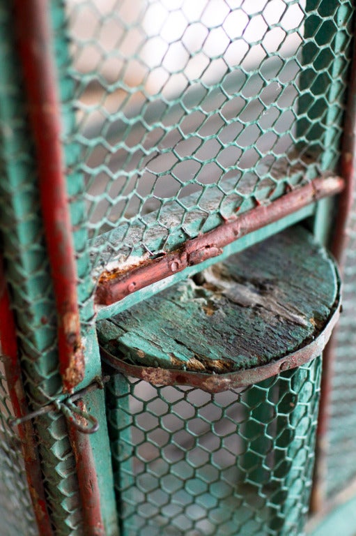 American Charming Antique Painted Metal Birdcage