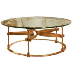 Gilded Iron Drum Coffee Table with Starfish Motif