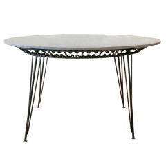 Attractive 1960s Wrought Iron Outdoor Table with Bluestone Top