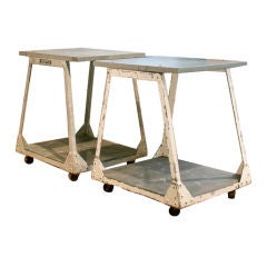 Antique Pair of Metal and Slate Dough Tables