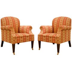 Pair of Handmade Writer's Chairs covered in Bennison Fabric