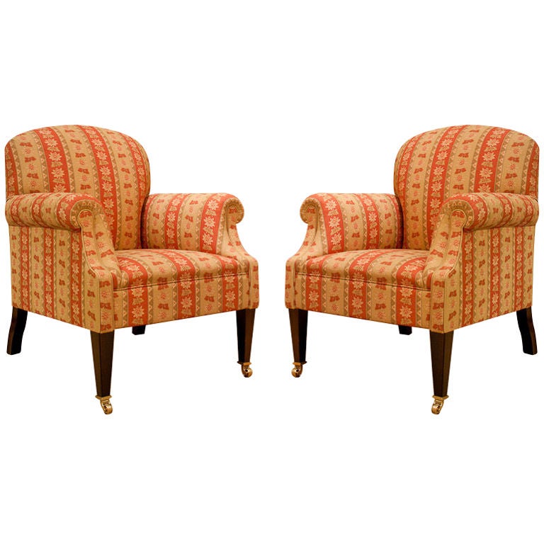 Pair of Handmade Writer's Chairs covered in Bennison Fabric