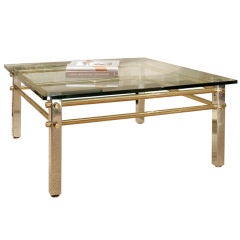 Handsome 1970s Chrome Coffee Table with Brass Gallery