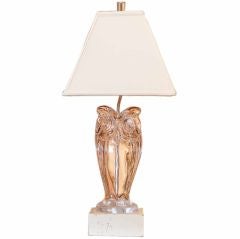 Charming Vintage Crystal Owl Lamp with Silk Shade
