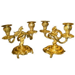 A  Pair of French Ormolu Two Branch Candelabra