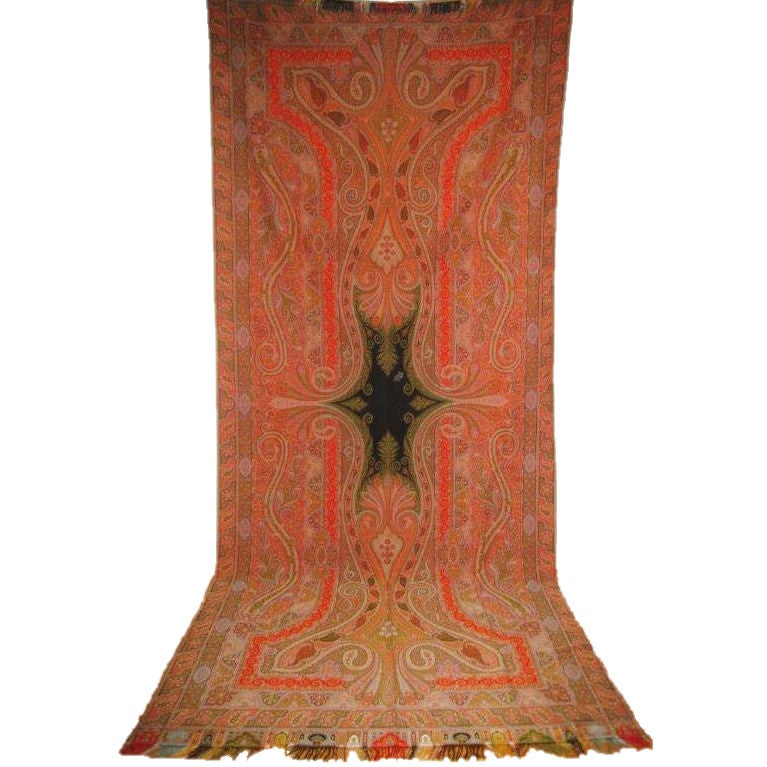 19th Century Signed French Paisley Piano Shawl