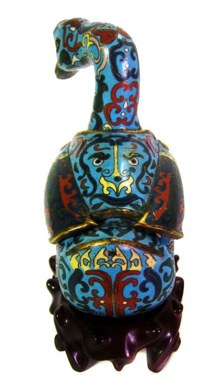 19th Century Qing Dynasty Chinese Cloisonne Enamel Gilt Bronze Censer