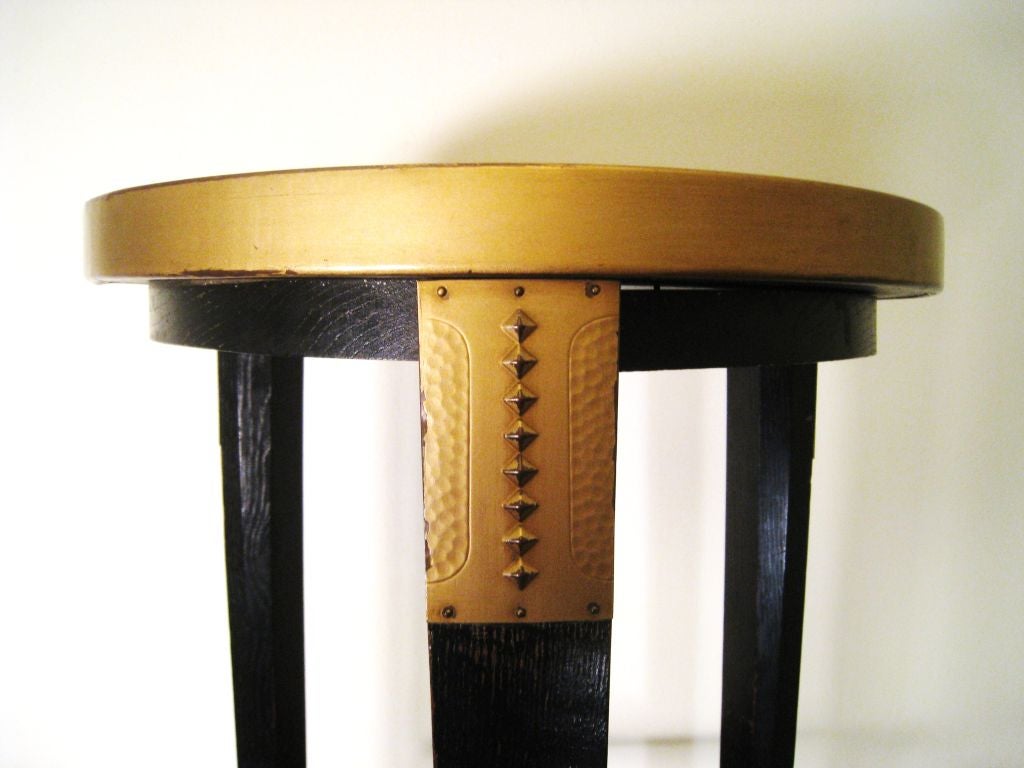 French Art Deco Ebonized and Brass Mounted Side Table