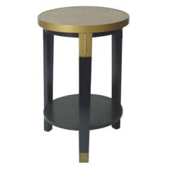 French Art Deco Ebonized and Brass Mounted Side Table