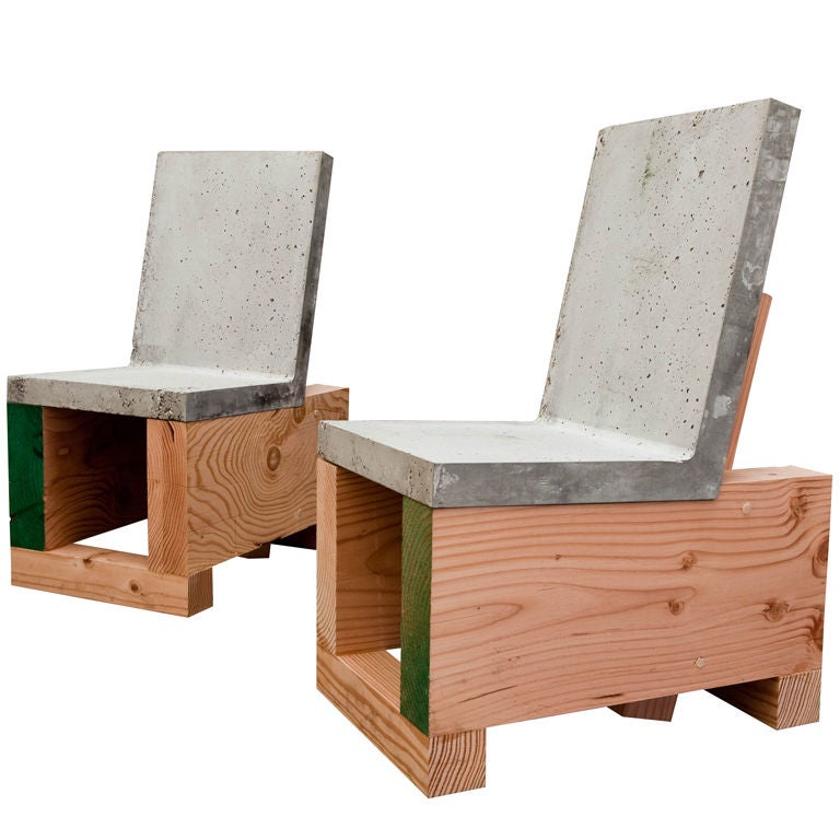 Heavy Concrete A + Outdoor Chairs by todosomething at 1stdibs
