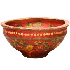 Hand-Painted Mexican Papier-Mache Bowl