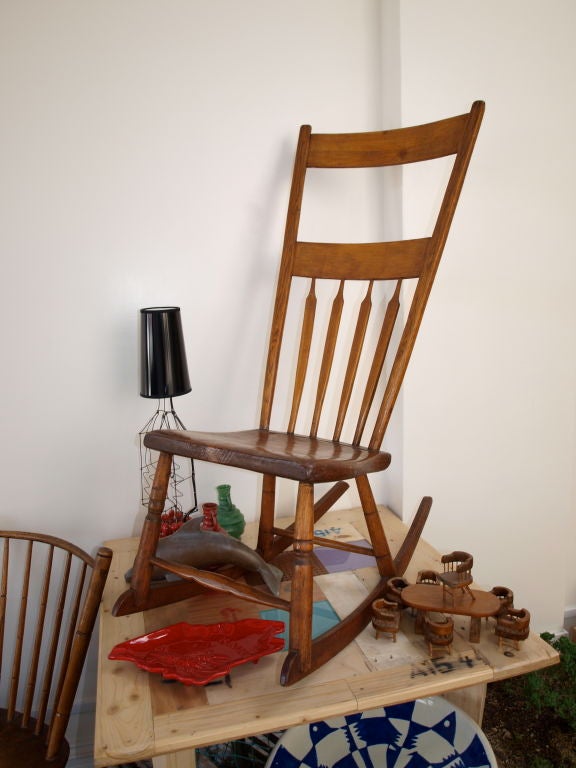 Very rare Ohio Back Windsor Rocker with bamboo and baluster turnings and arrow back details.<br />
Repairs to the rocker where the legs join the runners.