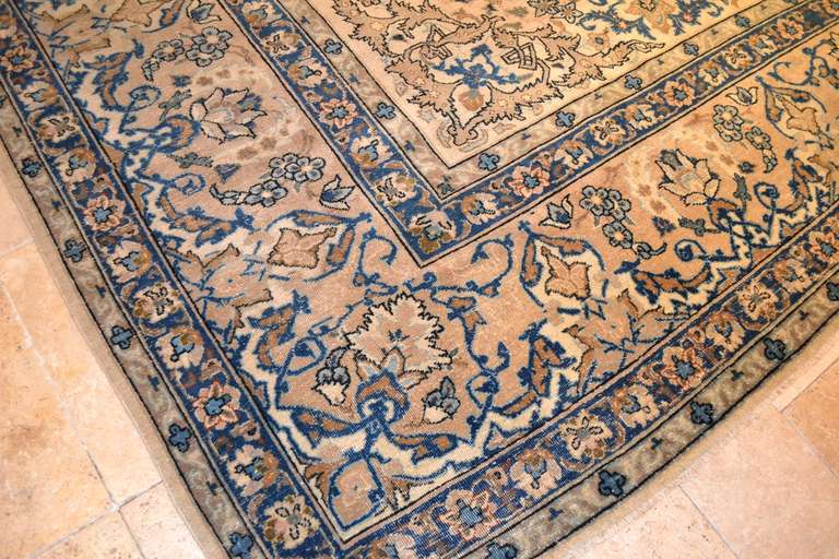 Hand-Knotted Vintage Persian Yazd For Sale