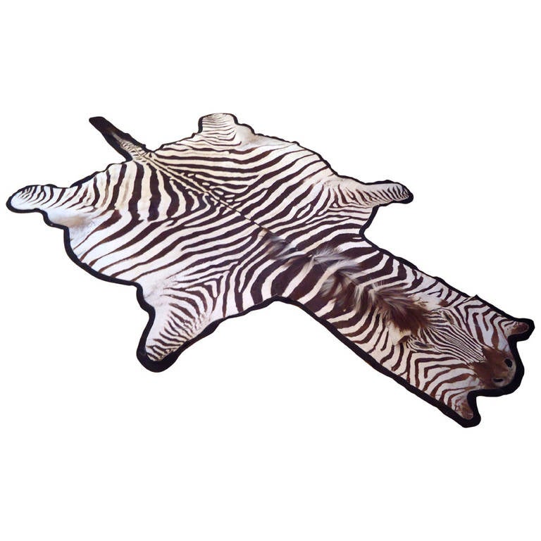 Striking Vintage Zebra Rug at 1stdibs