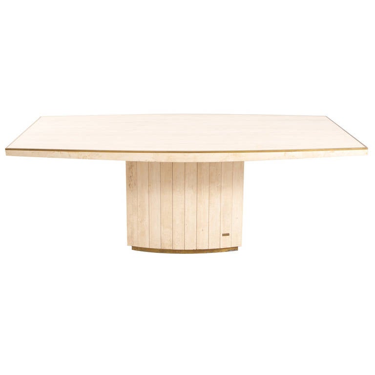 Travertine Pedestal Table by Jean Charles