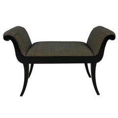 Black Lacquer French Boudoir Bench 6