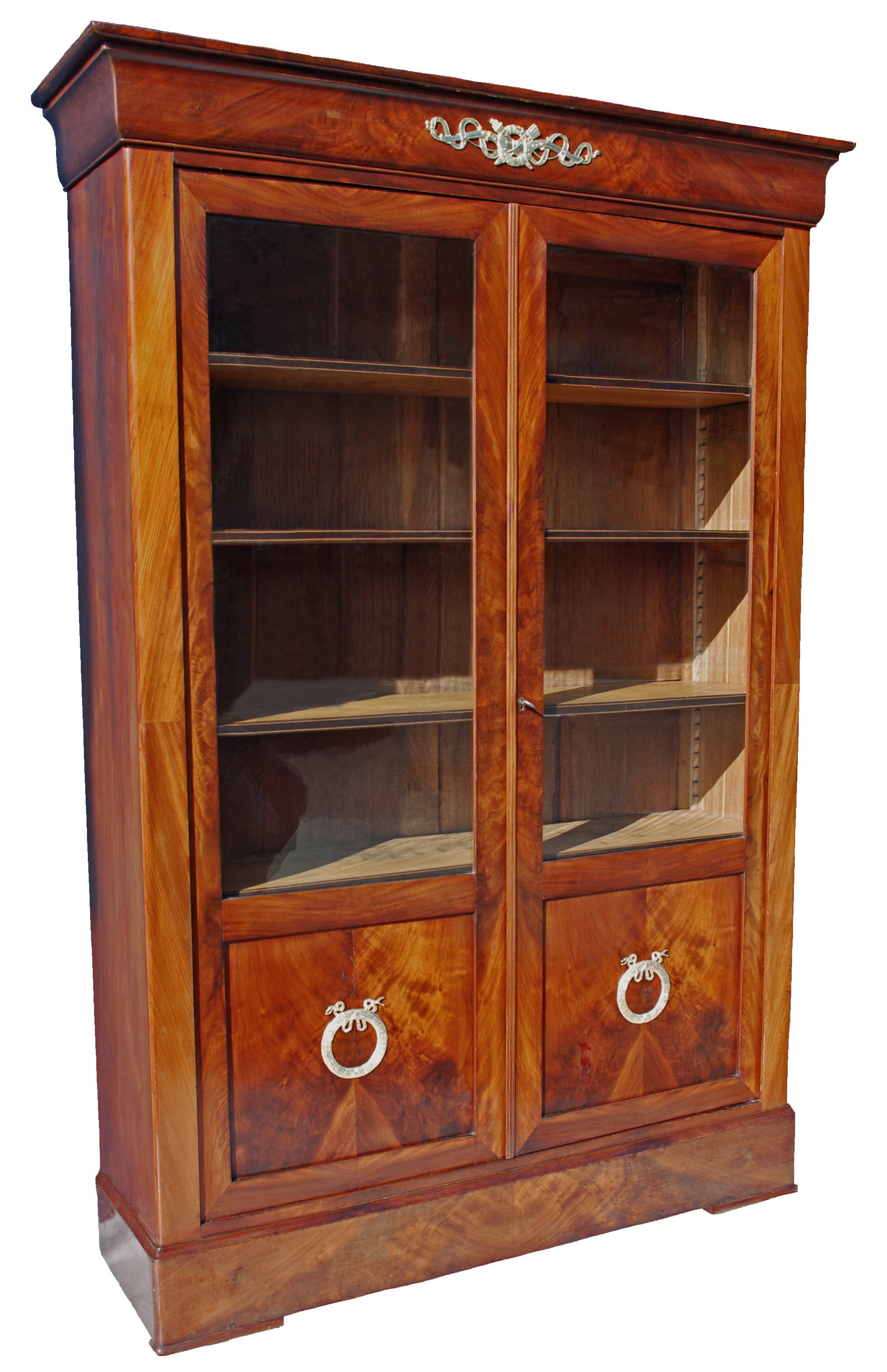 19th c French Empire Mahogany Bookcase