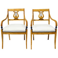 Antique Pair Biedermeier Style Armchairs