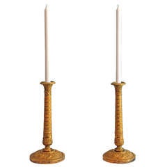 A Pair of French Empire Ormolu Candlesticks Circa 1810