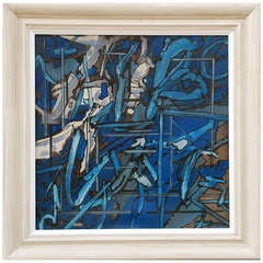 Vintage A Blue Abstract by Tom Fairs (1925 - 2007)