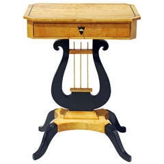 A Swedish Biedermeier Lyre Table Signed by Tomas Classon Gamleby 1952