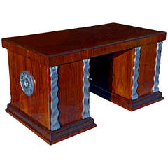 Vintage 20th Century, Art Deco Jacaranda Pedestal Desk