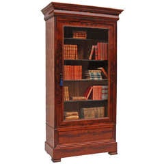 19th c Charles X mahogany glass door bookcase