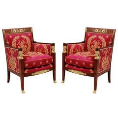 Pareja de Sillones Imperio Bergere de Caoba