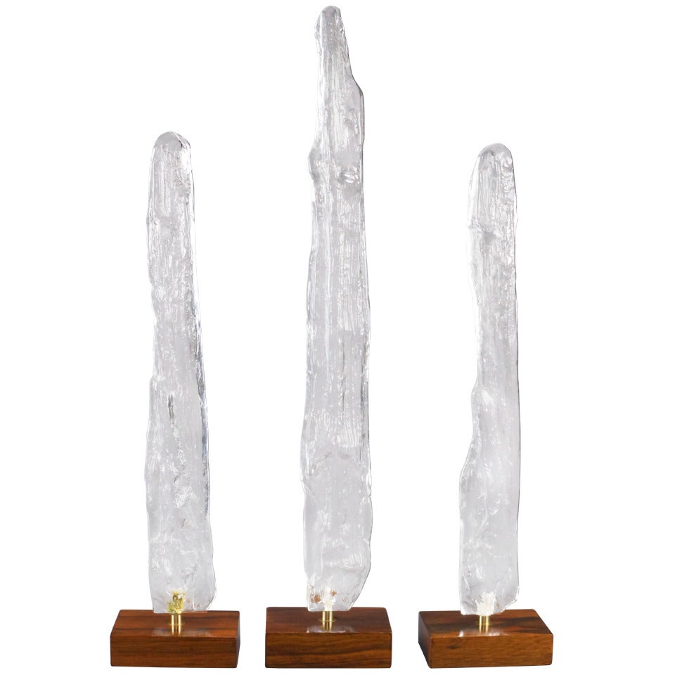 A Rare Set of 3 Lead Crystal Icicle Sculptures