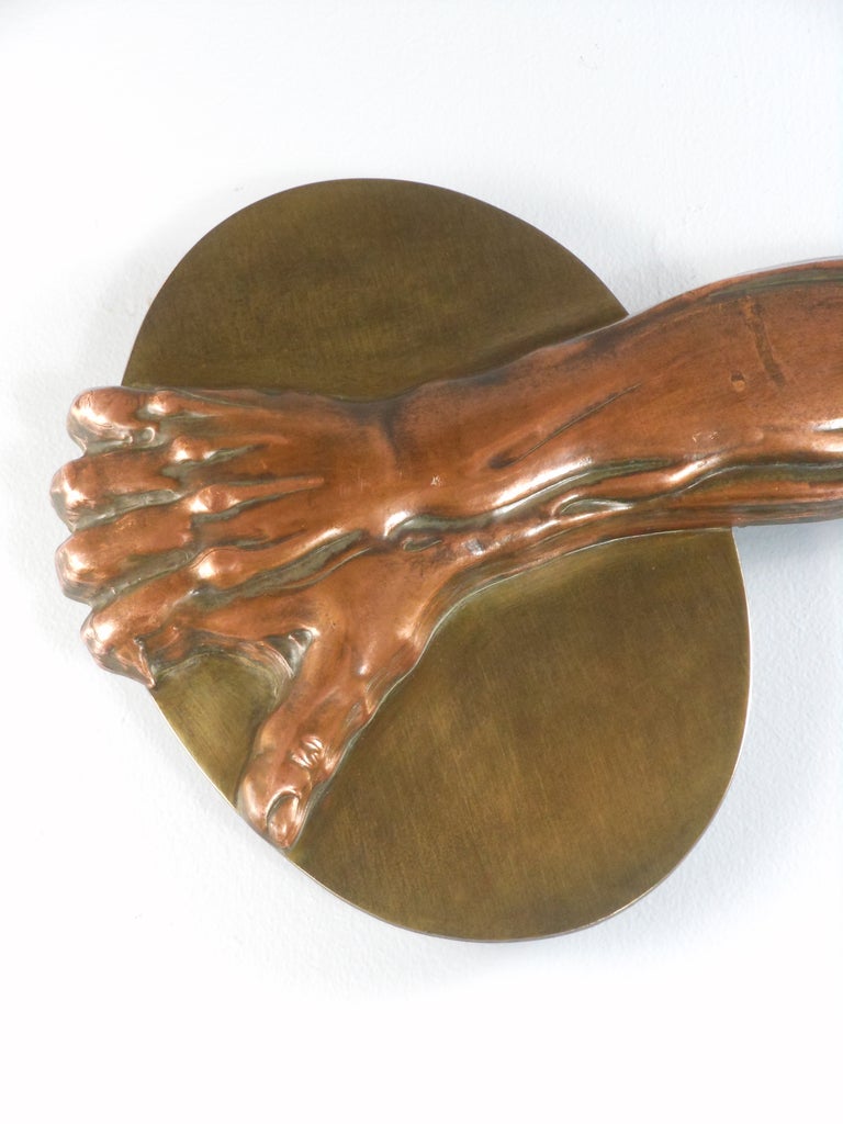 Unknown Art Deco Patinated Bronze Relief of the Discus Thrower For Sale