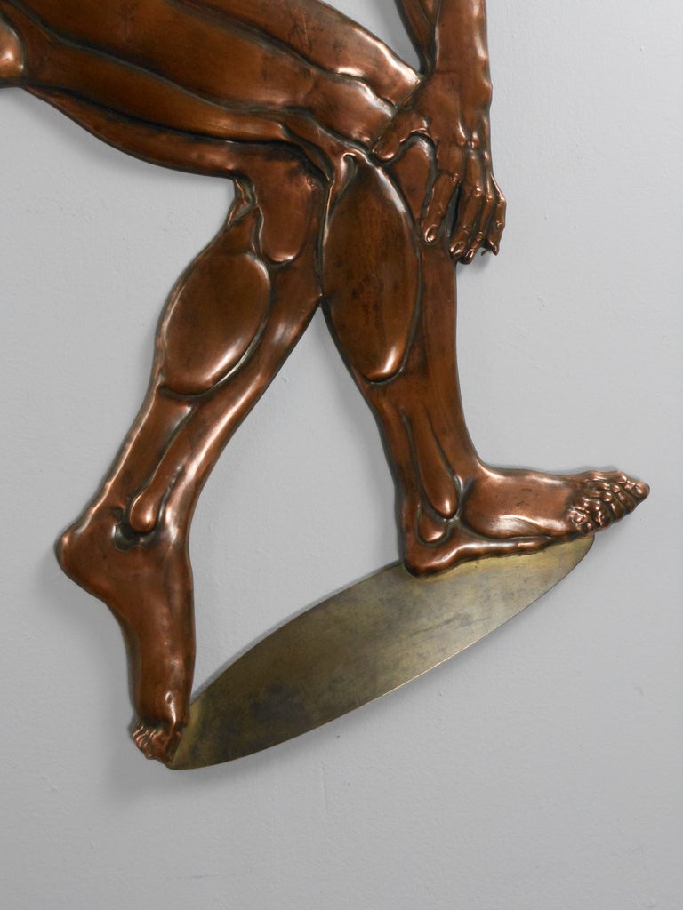 Art Deco Patinated Bronze Relief of the Discus Thrower For Sale 4