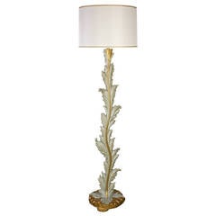 Italian Painted and Parcel Gilt Foliate Floor Lamp