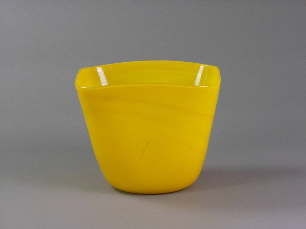 Italian Murano Yellow Glass Vase with Gold Inclusions For Sale