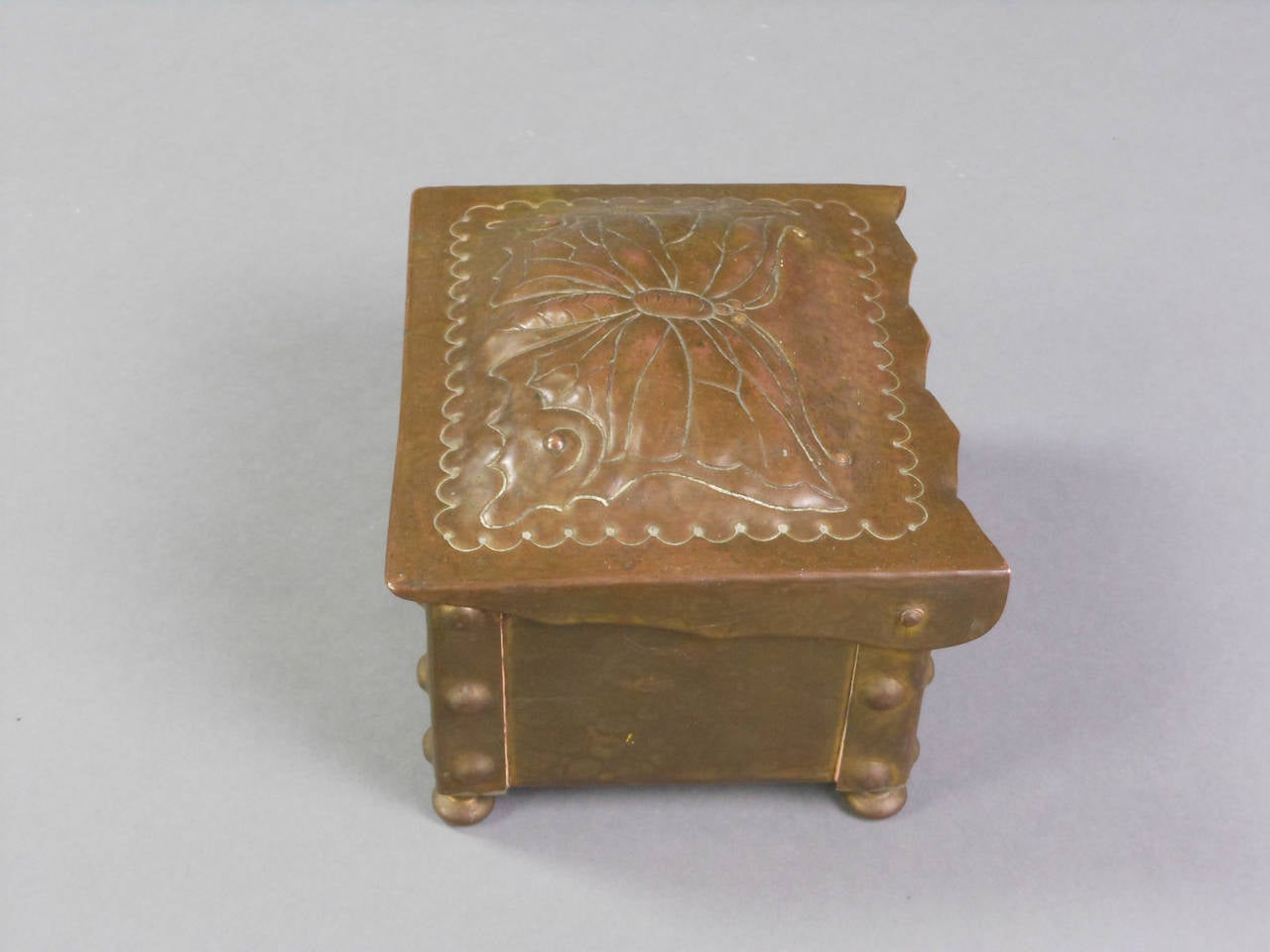 Repoussé Swiss Art Nouveau Brass Box For Sale