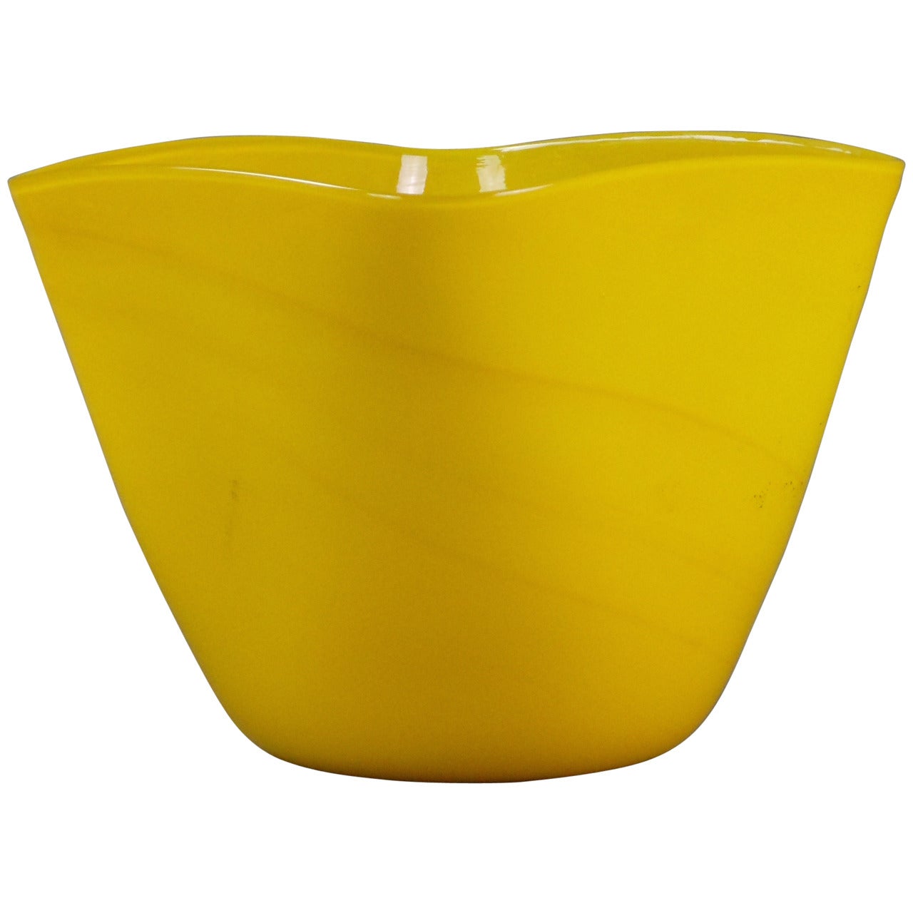 Murano Yellow Glass Vase with Gold Inclusions For Sale