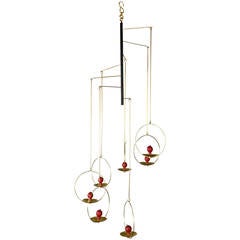 Scandinavian Modern Brass Candleholder Mobile by Timo Sarpaneva 7