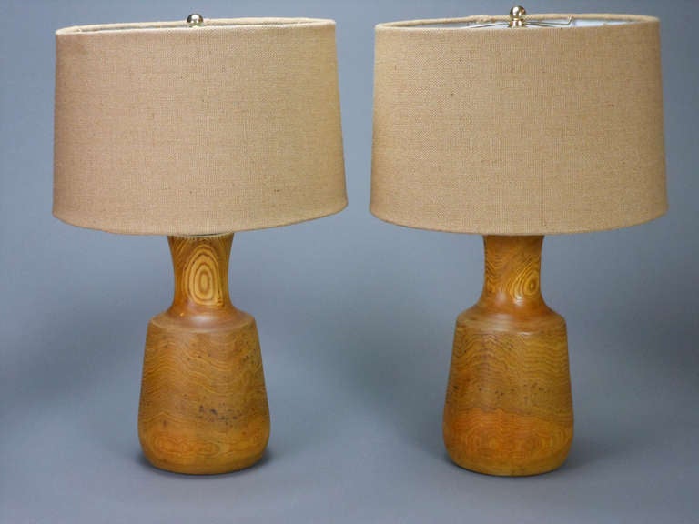Pair of Wood Lamps In Good Condition In New York, NY