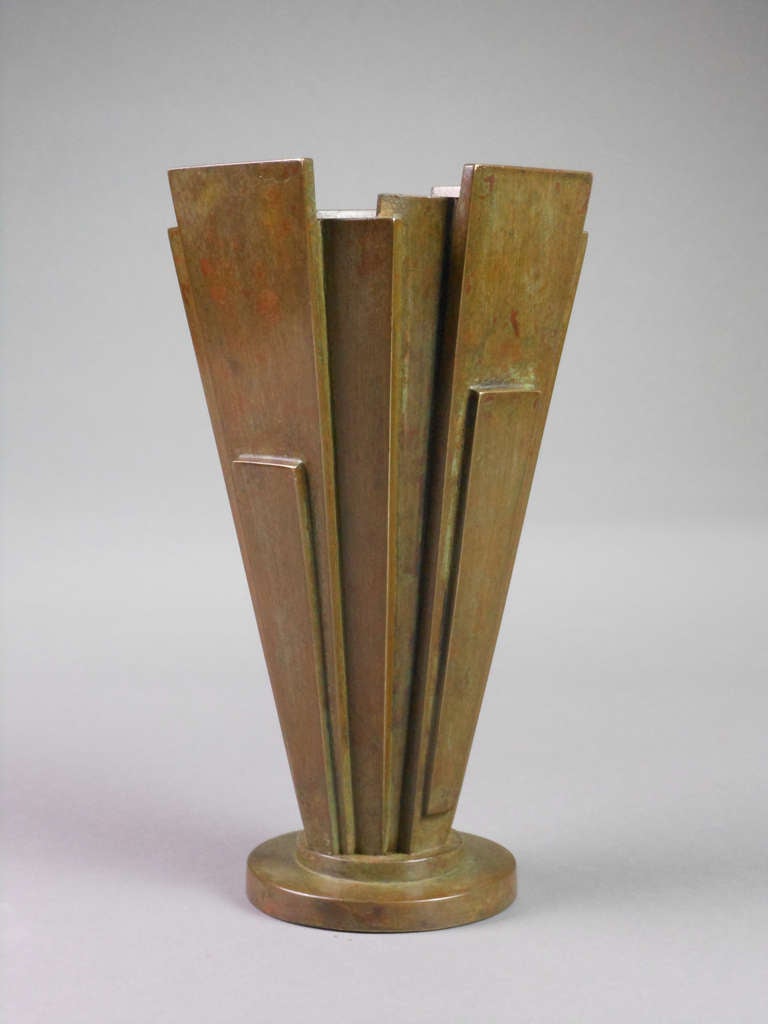 Art Deco Japanese Patinated Bronze Modernist Vase