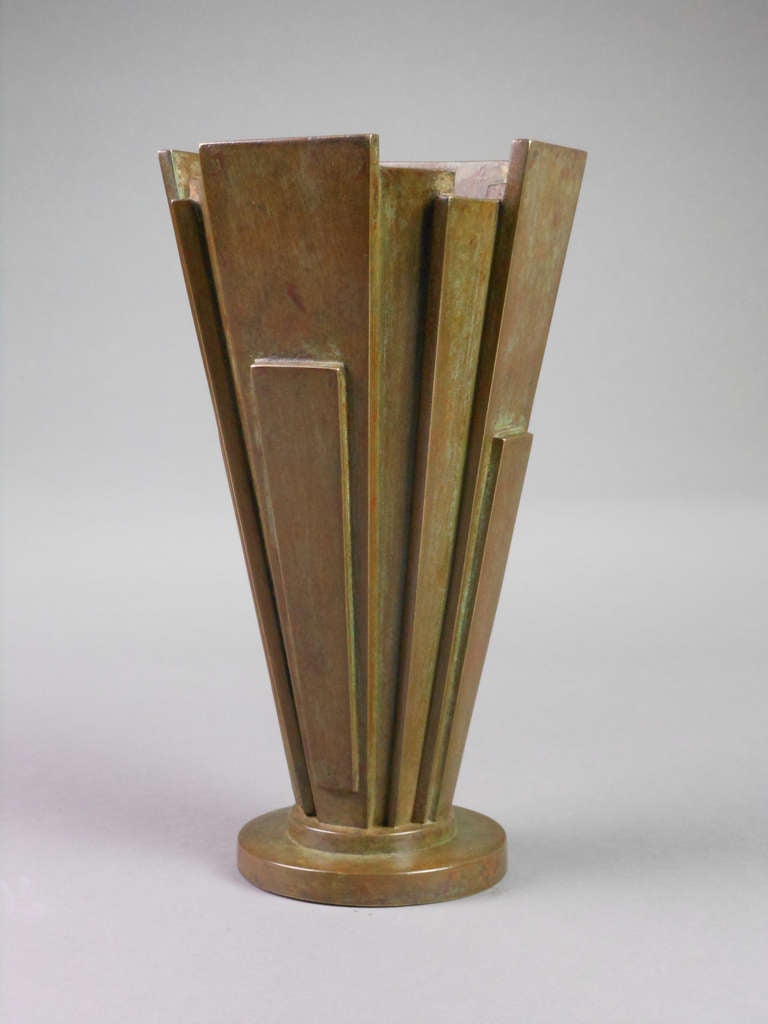 20th Century Japanese Patinated Bronze Modernist Vase