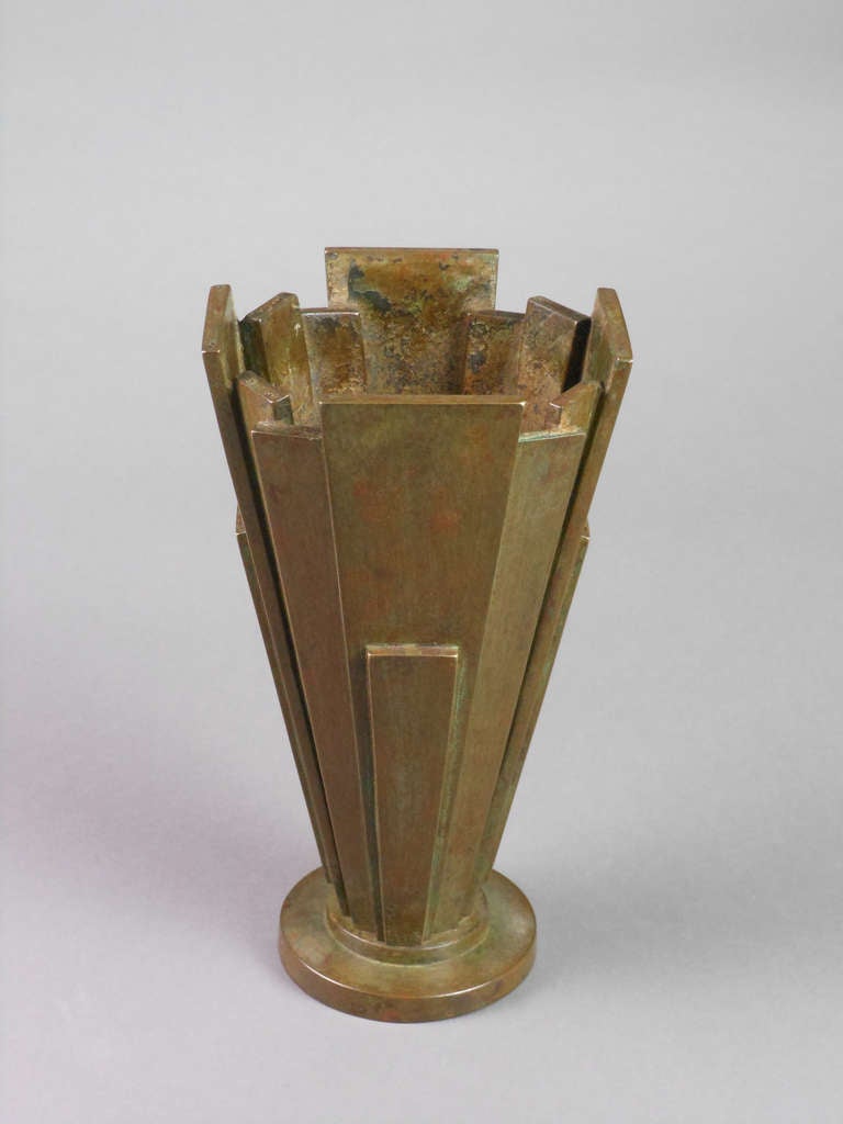 Japanese Patinated Bronze Modernist Vase 1