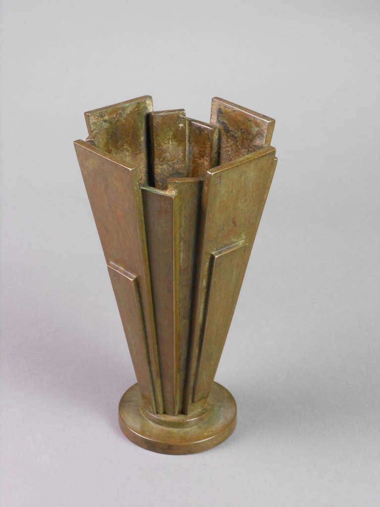 Japanese Patinated Bronze Modernist Vase 2
