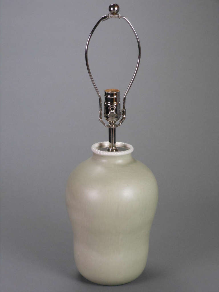 Pair of Italian Dove Gray Ceramic Vases, Now Lamps by Richard-Ginori 2